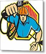 Electrician Construction Worker Retro Metal Print