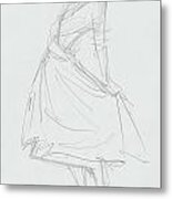 Elegant Woman In Dress Drawing Metal Print