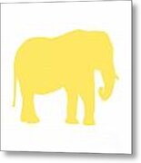 Elephant In Yellow And White Metal Print