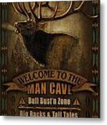 Elk Man Cave Sign Metal Print