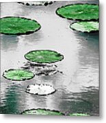 Emerald Green Lotus Leaves Metal Print