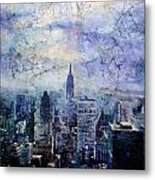 Empire State Building In Blue Metal Print