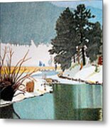 Evergreen Lake Winter Metal Print