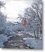 Exeter River With Snow And Ice Metal Print