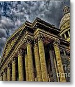 Facade Of Pantheon Paris Under Clouds Metal Print