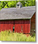 Faded Red Farm House Metal Print