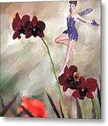 Fairy In The Orchid Garden Metal Print