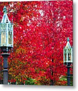 Fall Foliage With Lamps Metal Print