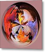 Fall Leaves Orb Metal Print