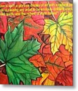Falling Leaves 1 Painting With Quote Metal Print