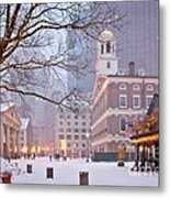 Faneuil Hall In Snow Metal Print