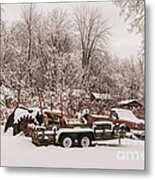 Farm Equipment In Winter Metal Print