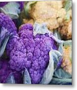 Farmers Market Purple Cauliflower Square Metal Print
