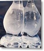 Fat Twin Icicles Over Water Surface Metal Print