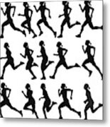 Female Runners In Silhouette Metal Print
