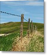 Fence In The Foothills Metal Print