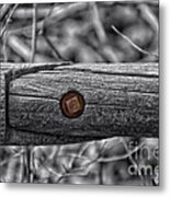 Fence Rail With Rusty Bolt Metal Print