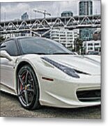 Ferrari 458 Italia In White Metal Print