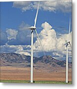Field Of Wind Generators, Mountains And Metal Print