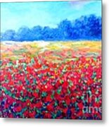 Field With Red Poppies Metal Print