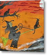 Power Steering Halloween Broom. Metal Print