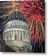 Fireworks At Wv Capitol Metal Print
