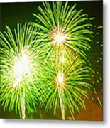 Fireworks Green And White Metal Print