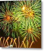 Fireworks Green And Yellow Metal Print