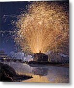 Fireworks Over Castel Sant'angelo In Rome Metal Print