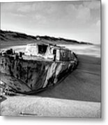 Fishing On The Beach - Outer Banks Bw Metal Print