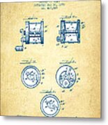 Fishing Reel Patent From 1892 - Vintage Paper Metal Print