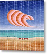 Five Beach Umbrellas Metal Print