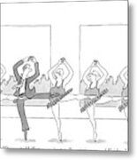 Five Executives Are Doing Ballet In The Office Metal Print