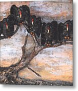 Five Vultures In Tree Metal Print
