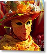 Flaming Mask Metal Print