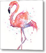 Flamingo Watercolor Metal Print