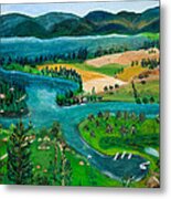 View Of Flathead River And Lake Metal Print