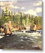 Floating Boulders On The Yellowstone River  1950s Metal Print