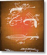 Fly Fishing Bait Patent Blueprint Drawing Sepia Metal Print