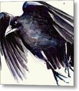 Flying Raven - Crow Painting Metal Print