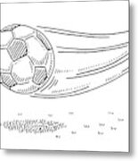 Flying Soccer Ball Drawing Metal Print