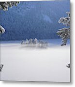 Fog Over Frozen Lake Metal Print