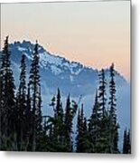 Mt. Rainier's Foggy Sunset Metal Print