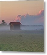 Fog Rolling Over The Bogs At Sunset Metal Print