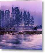 Foggy Morning On The Yellowstone River Metal Print