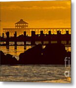 Folly Beach Pier Sunset Metal Print