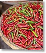 Food Market With Fresh Chili Peppers Metal Print