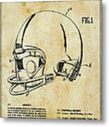 Football Helmet Patent Blueprint Drawing Tan Metal Print