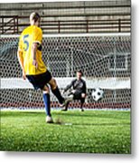 Football Match In Stadium: Penalty Kick Metal Print
