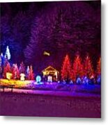 Forrest In Christmas Lights Metal Print